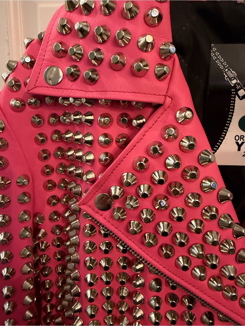 Hot pink Leather Jacket with Studs - Picture 8 of 8